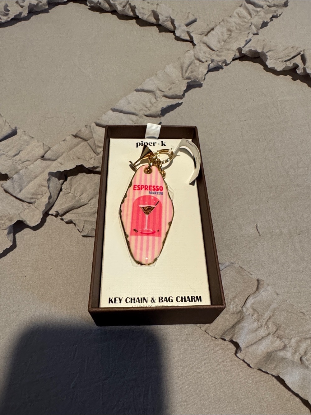 NWT Piper K Pink Espresso Martini Key Chain & Bag Charm
